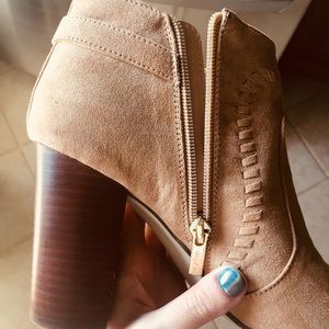 Peep Toe Booties w/ Chunky Heel